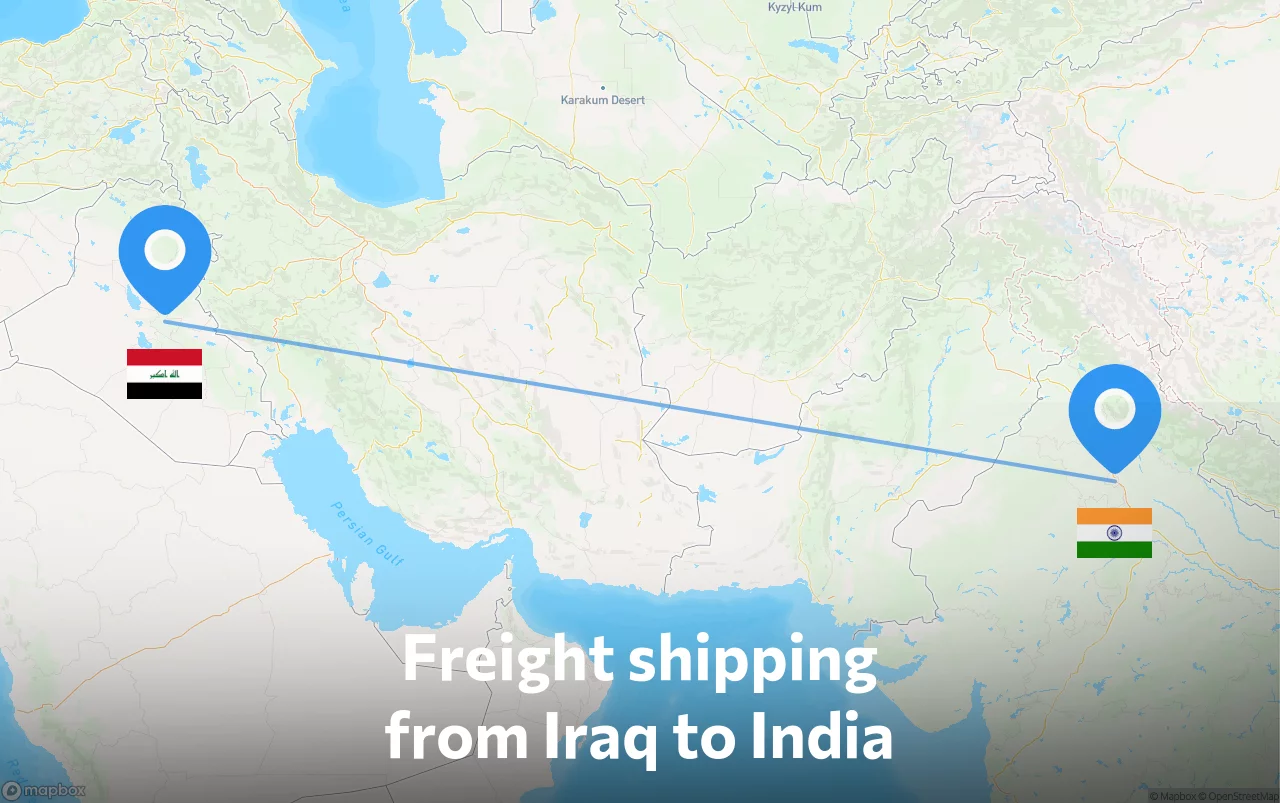 Shipping route from Iraq to India