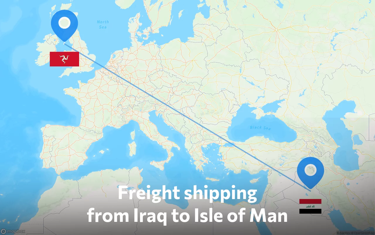 Shipping route from Iraq to Isle of Man