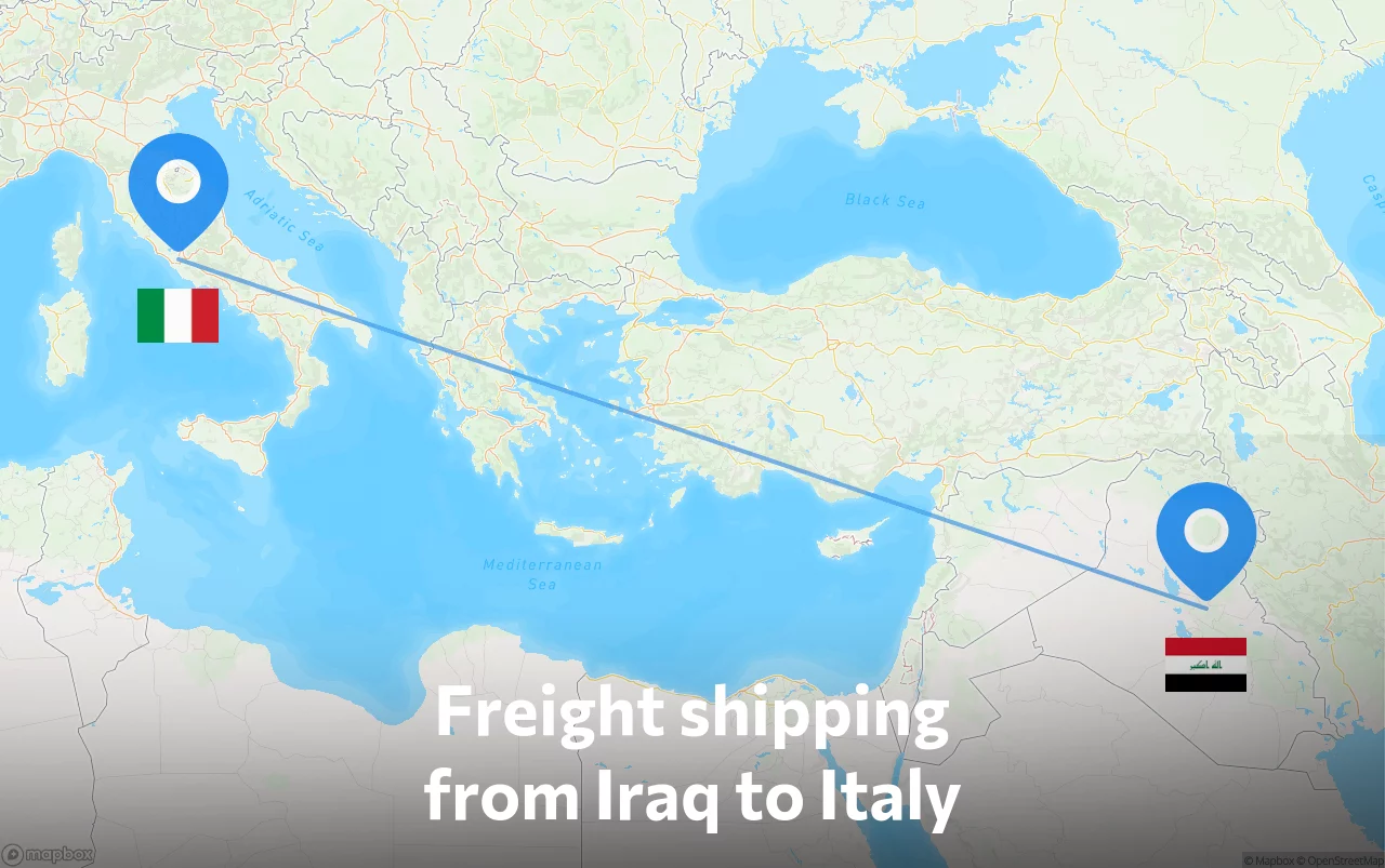 Shipping route from Iraq to Italy
