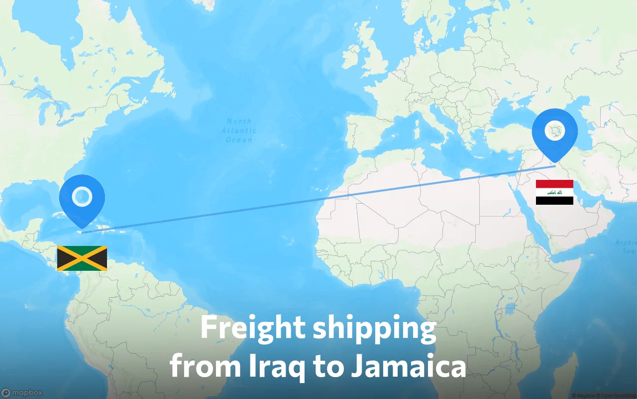 Shipping route from Iraq to Jamaica