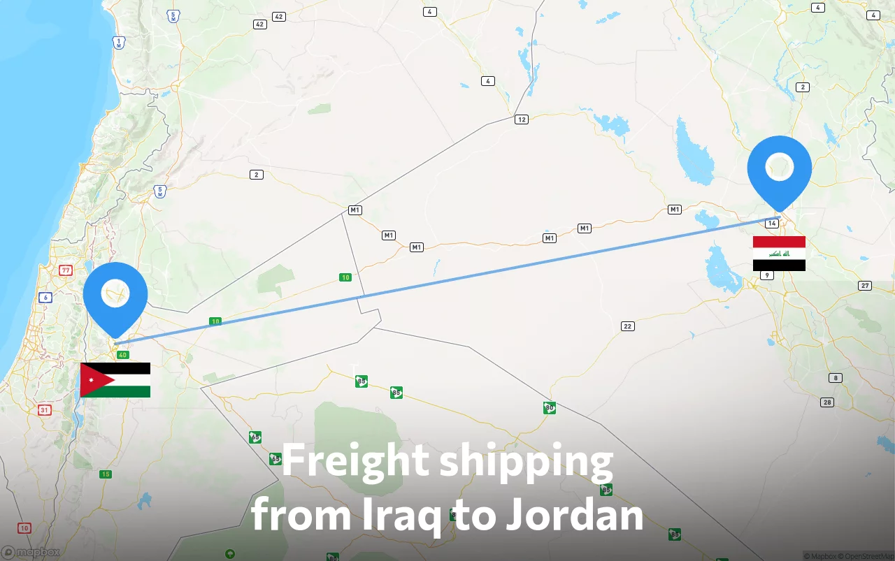 Shipping route from Iraq to Jordan