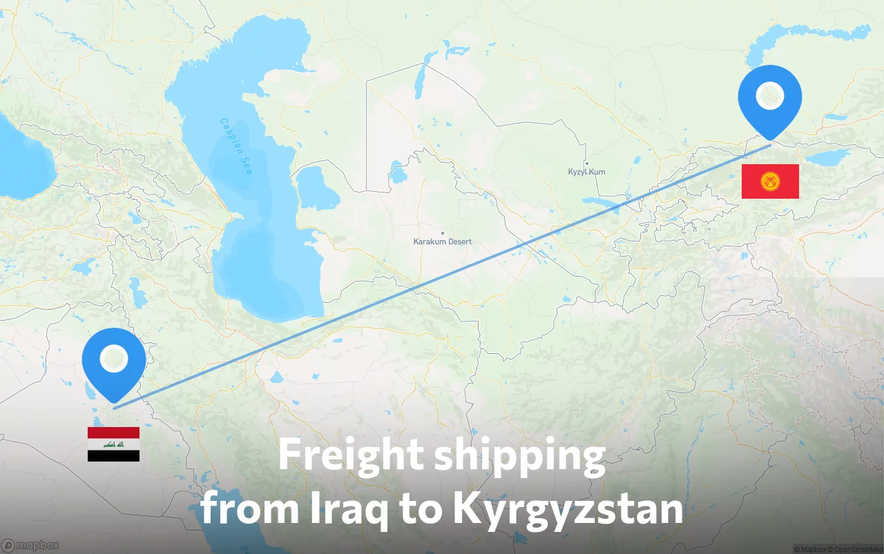 Shipping route from Iraq to Kyrgyzstan