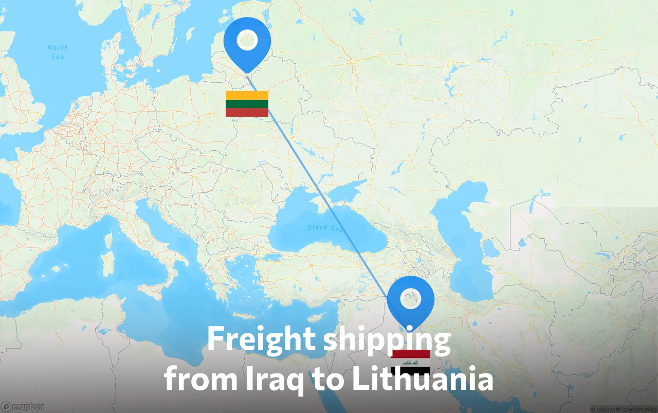 Shipping route from Iraq to Lithuania