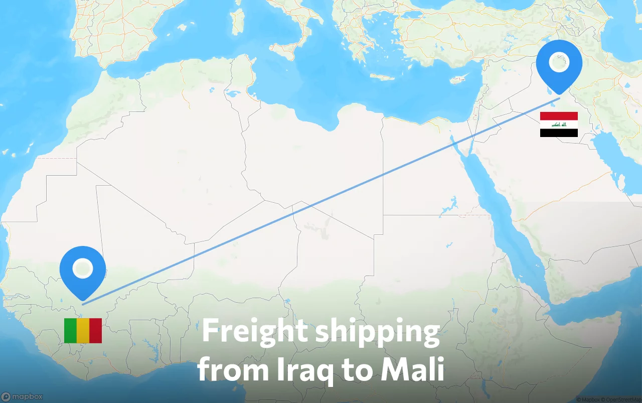 Shipping route from Iraq to Mali