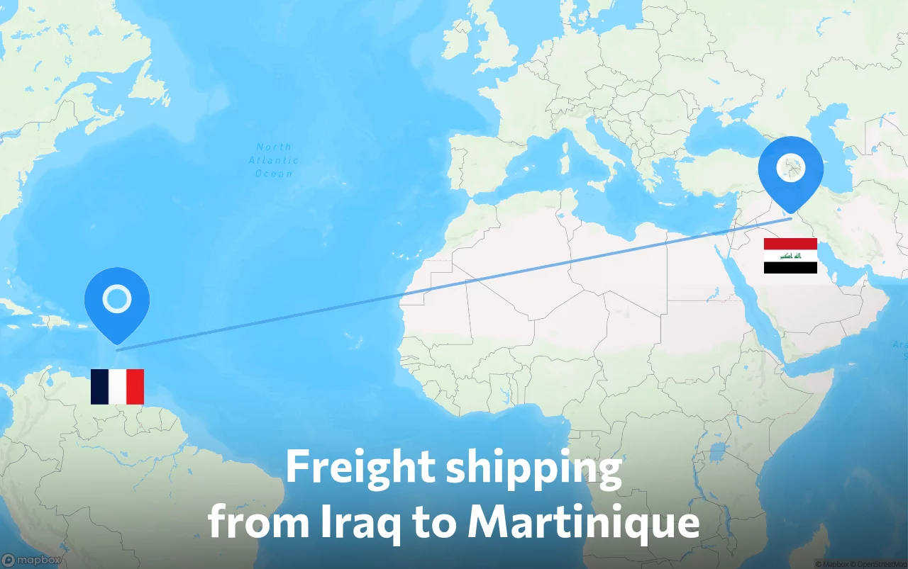 Shipping route from Iraq to Martinique
