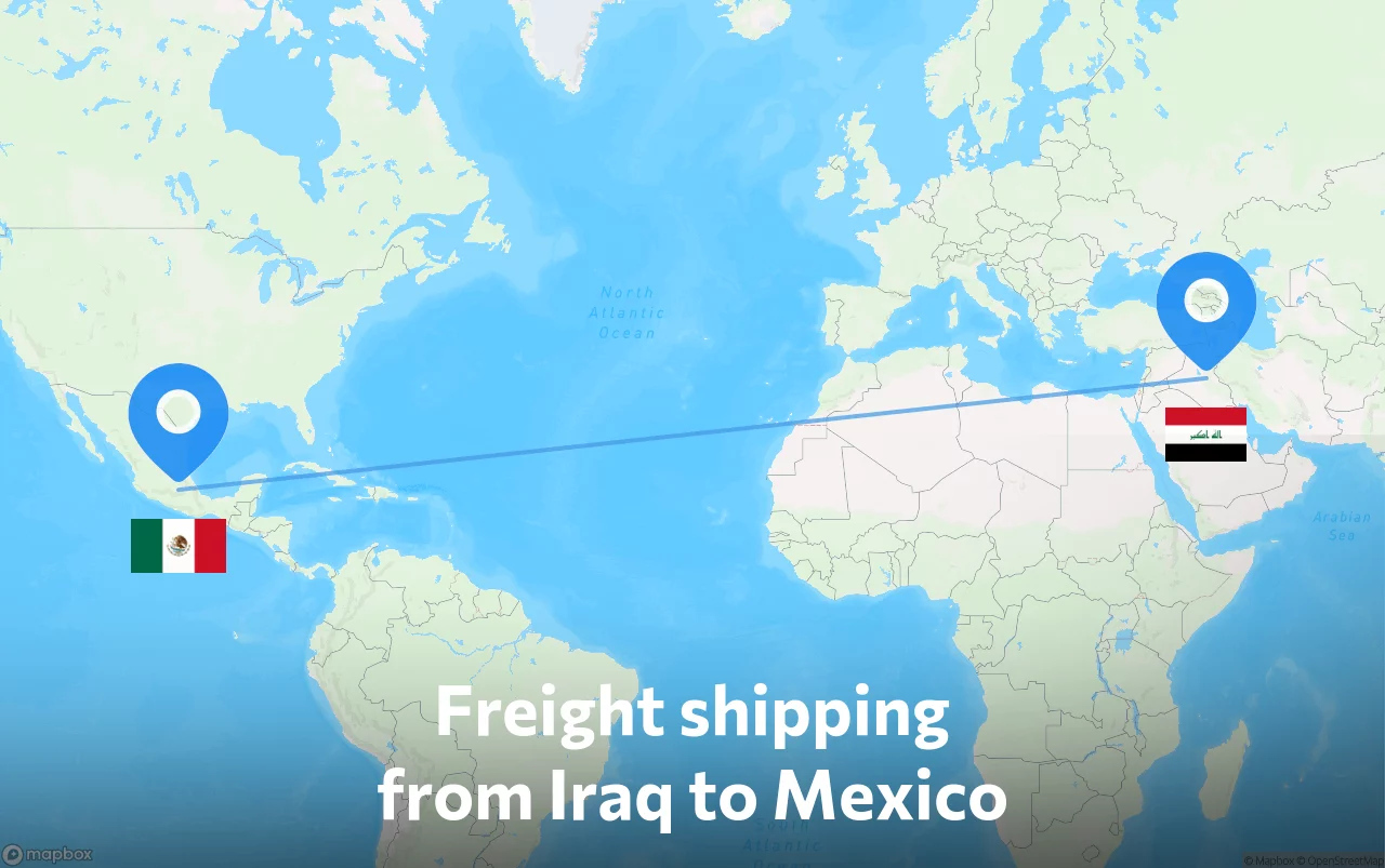 Shipping route from Iraq to Mexico
