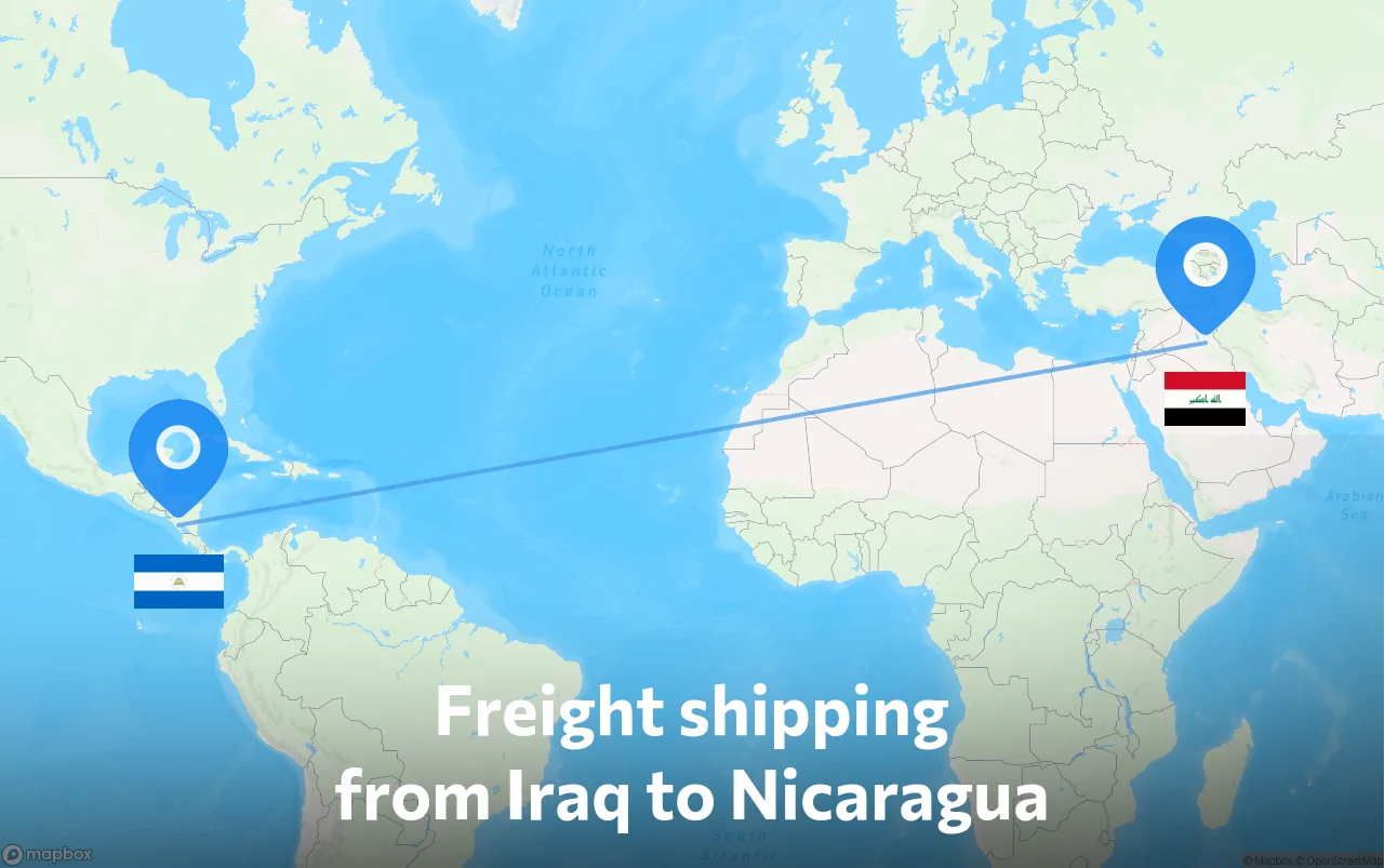 Shipping route from Iraq to Nicaragua