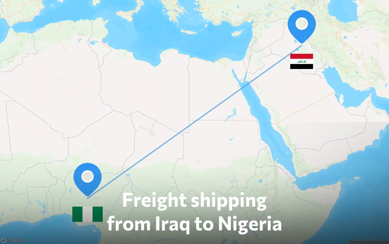 Shipping route from Iraq to Nigeria