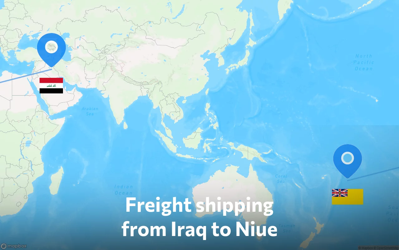 Shipping route from Iraq to Niue