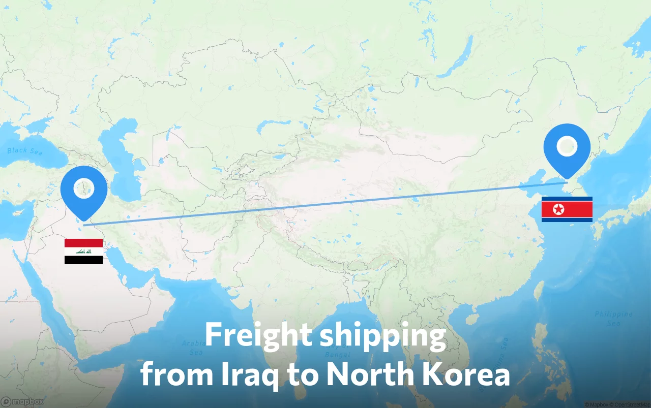 Shipping route from Iraq to North Korea