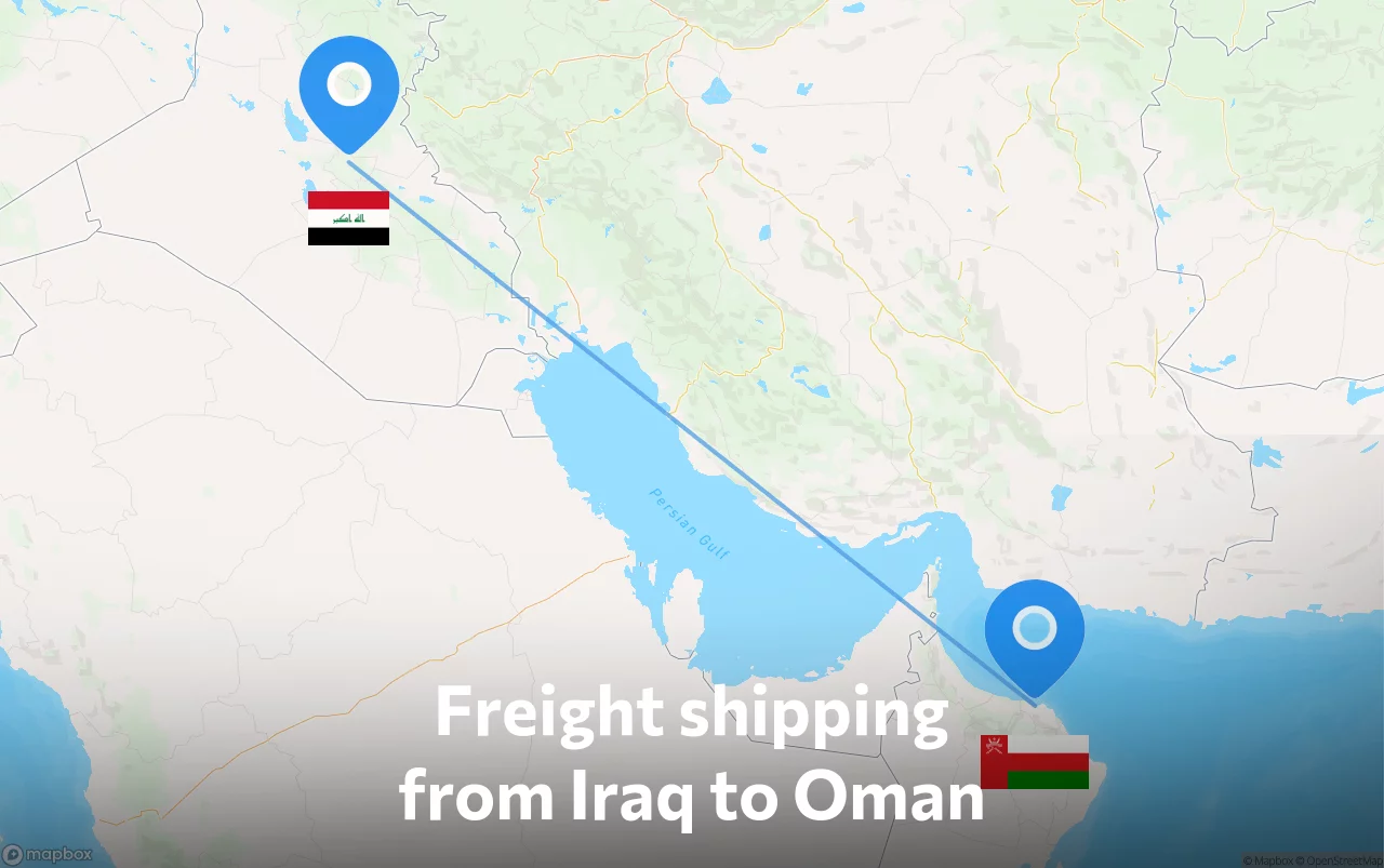 Shipping route from Iraq to Oman