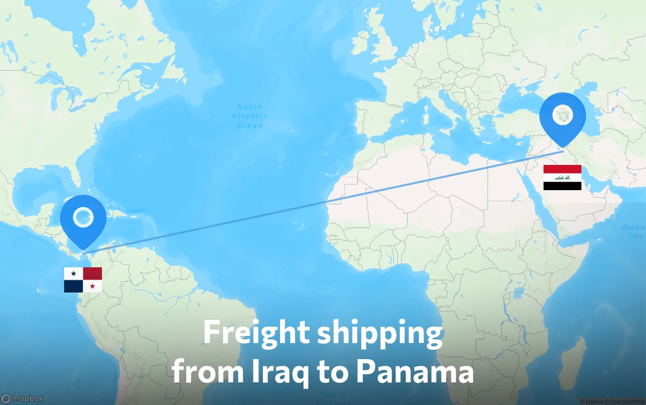 Shipping route from Iraq to Panama