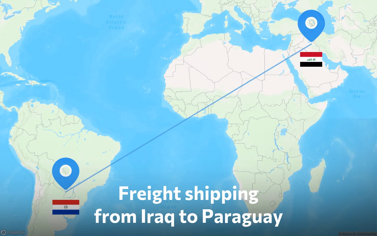 Shipping route from Iraq to Paraguay