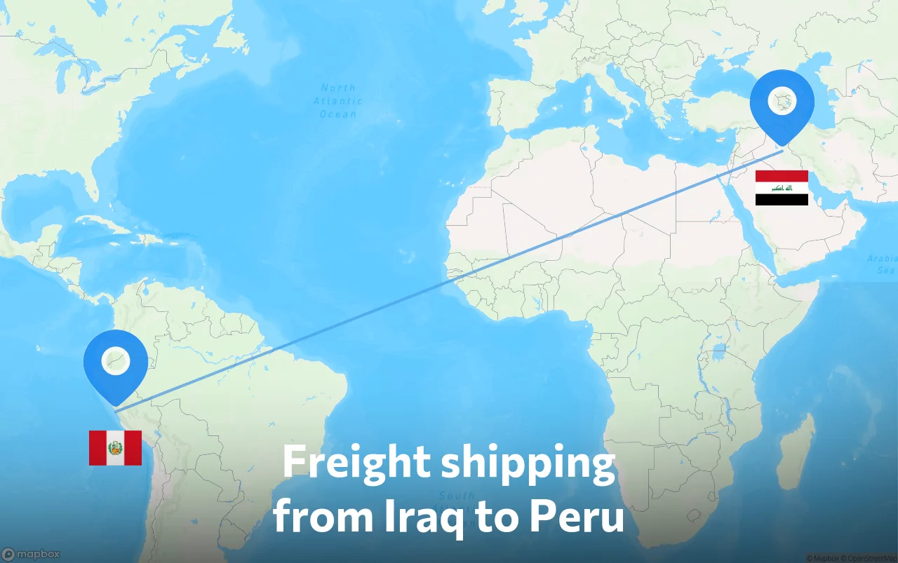 Shipping route from Iraq to Peru