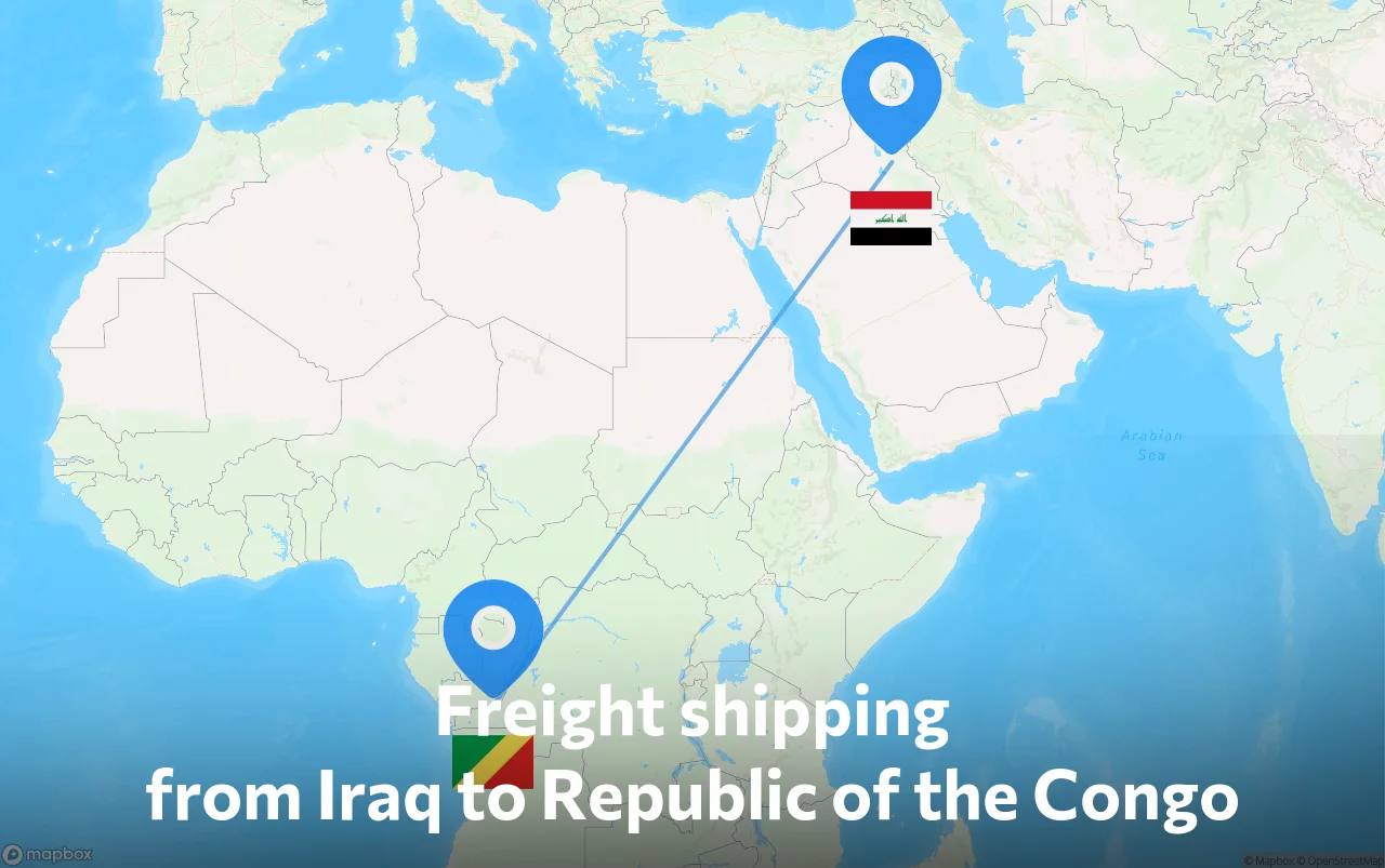 Shipping route from Iraq to Republic of the Congo