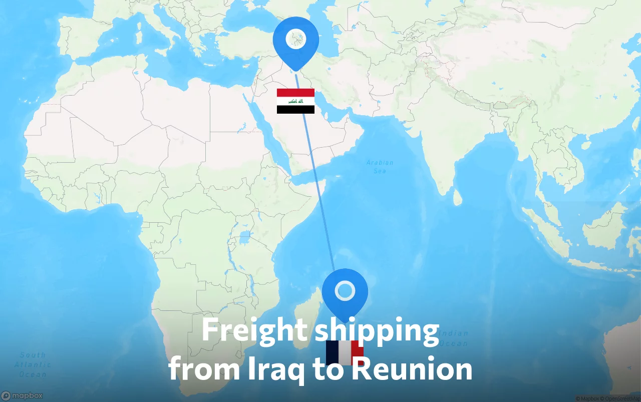 Shipping route from Iraq to Reunion