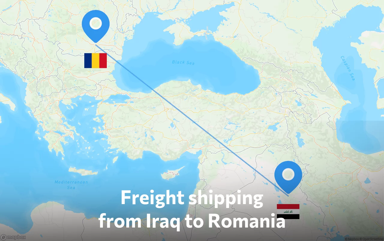 Shipping route from Iraq to Romania