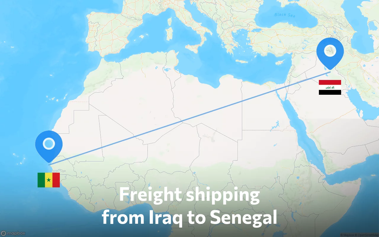 Shipping route from Iraq to Senegal