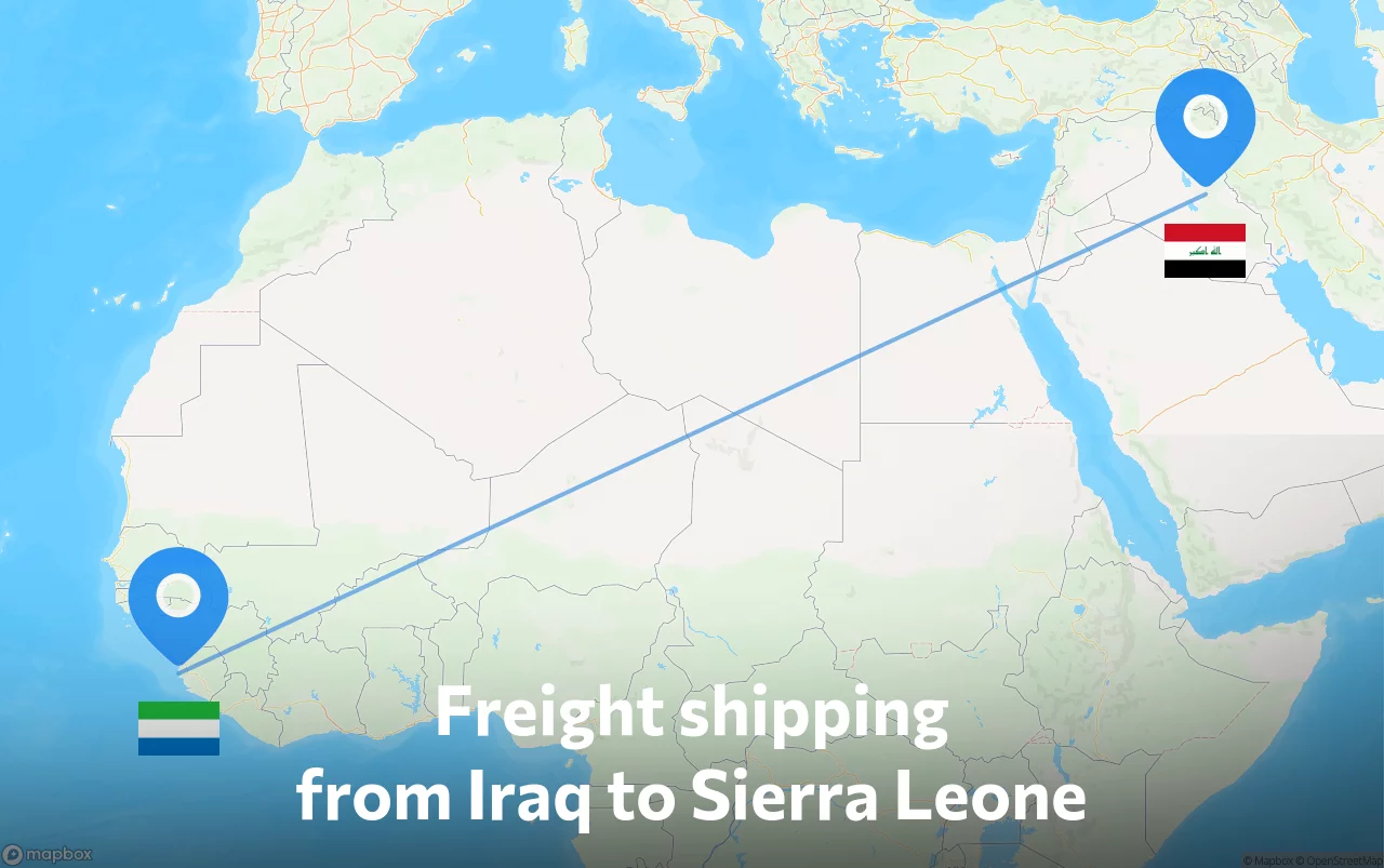 Shipping route from Iraq to Sierra Leone