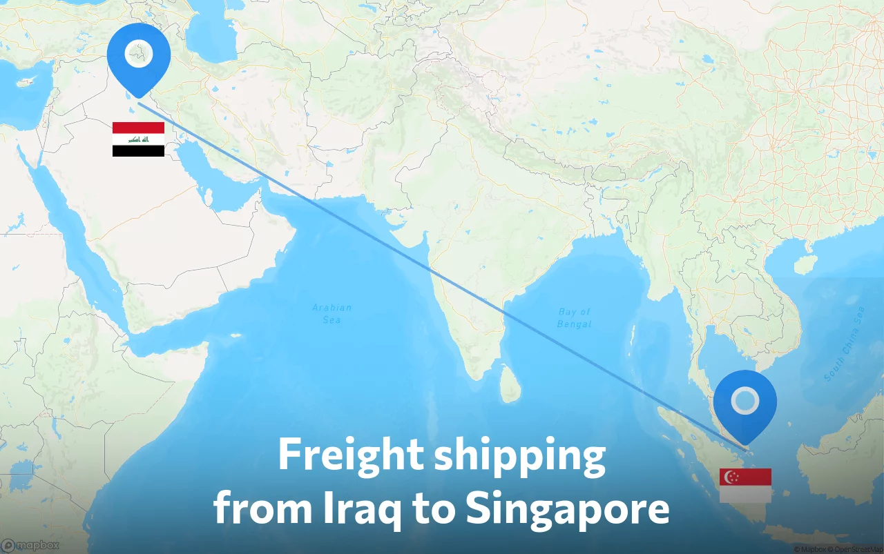 Shipping route from Iraq to Singapore