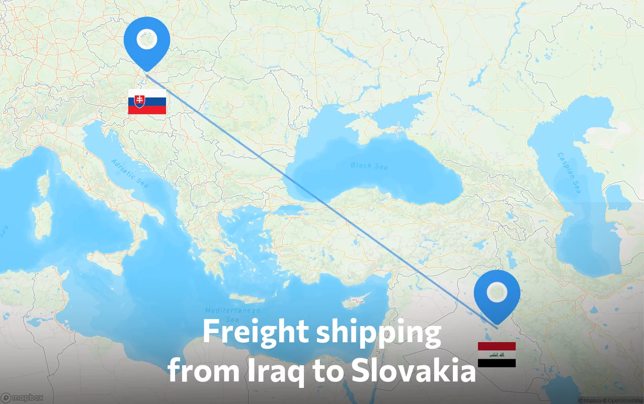 Shipping route from Iraq to Slovakia