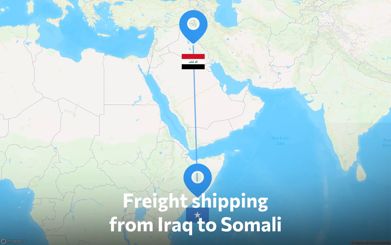 Shipping route from Iraq to Somali