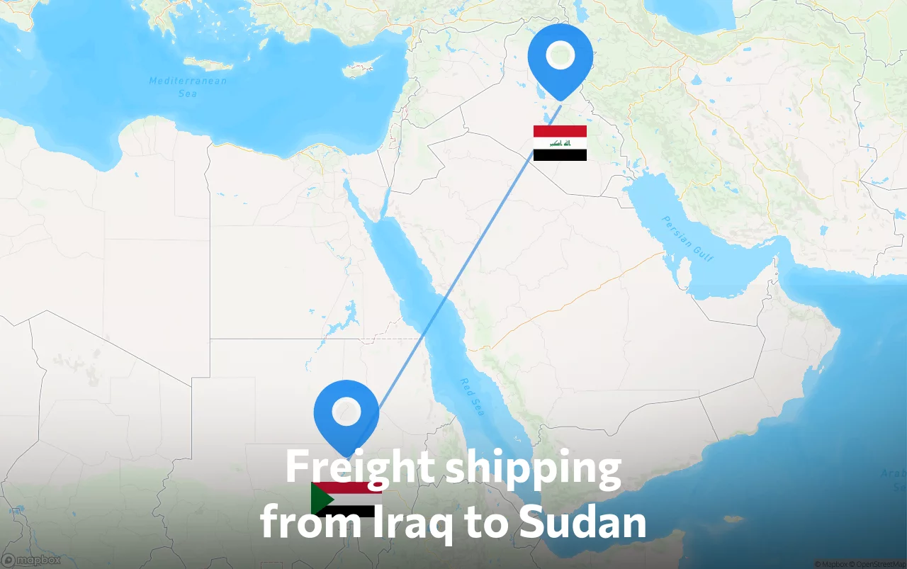 Shipping route from Iraq to Sudan