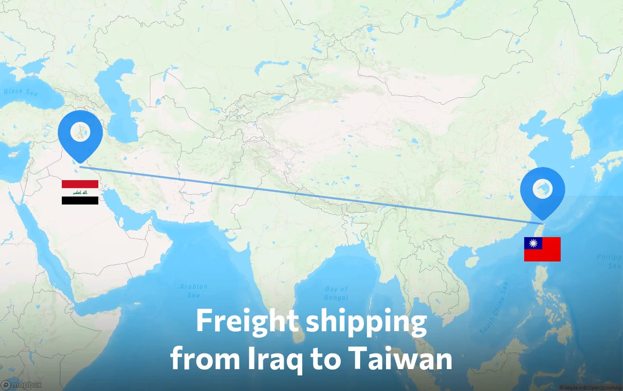 Shipping route from Iraq to Taiwan