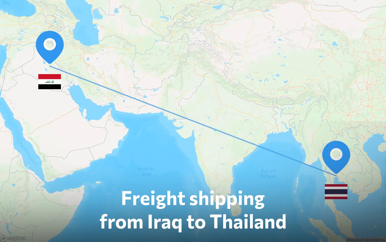 Shipping route from Iraq to Thailand