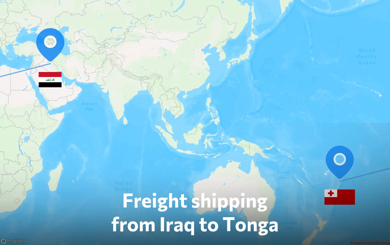 Shipping route from Iraq to Tonga
