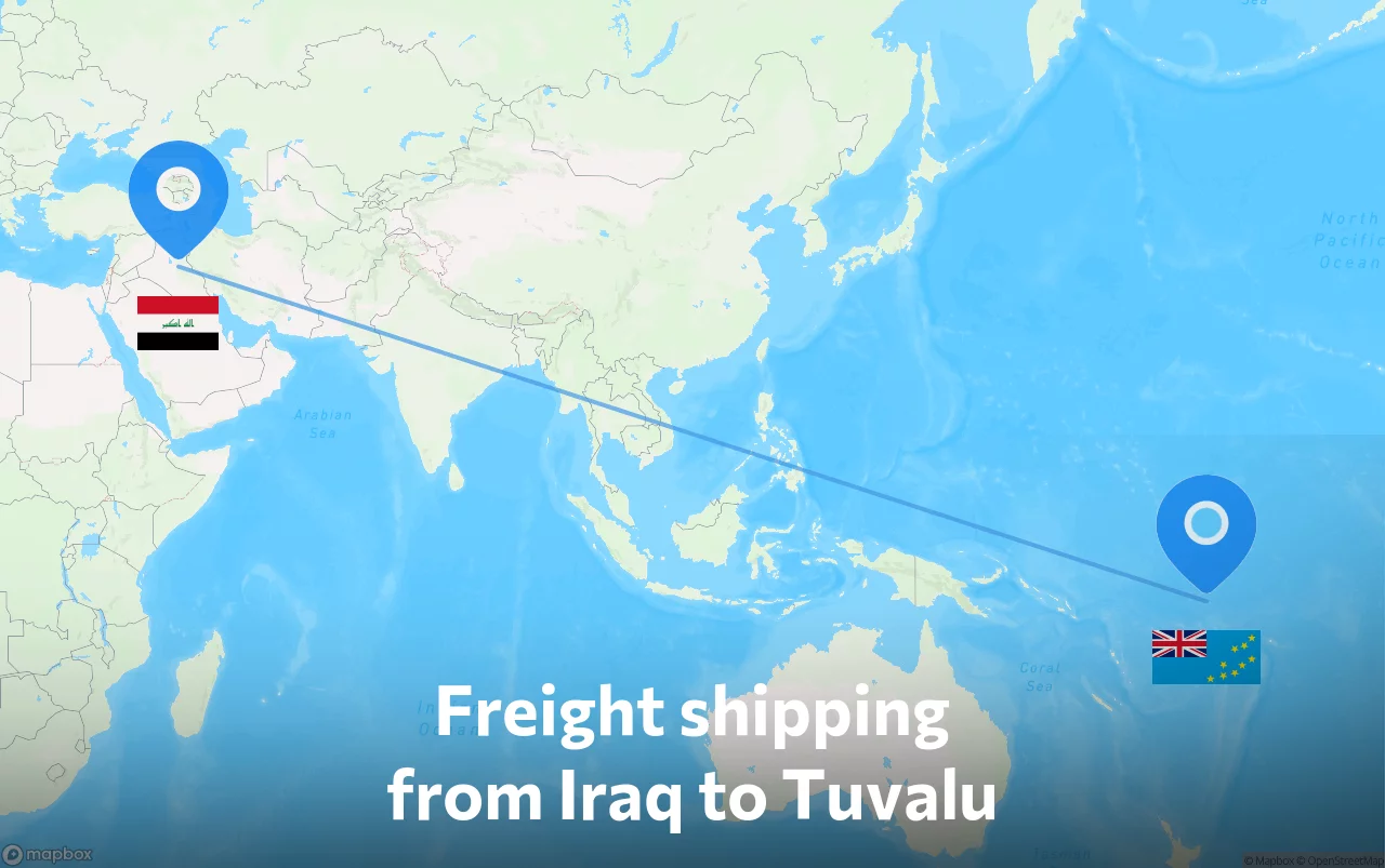 Shipping route from Iraq to Tuvalu