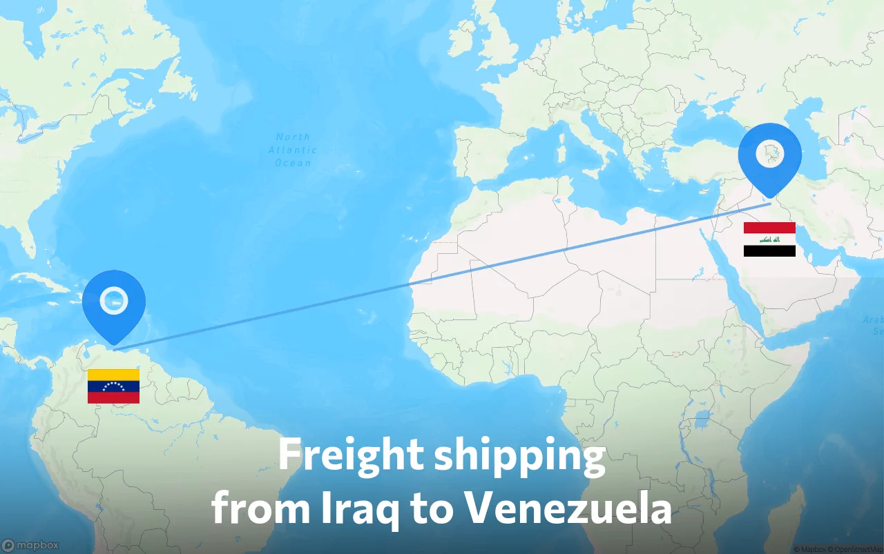 Shipping route from Iraq to Venezuela