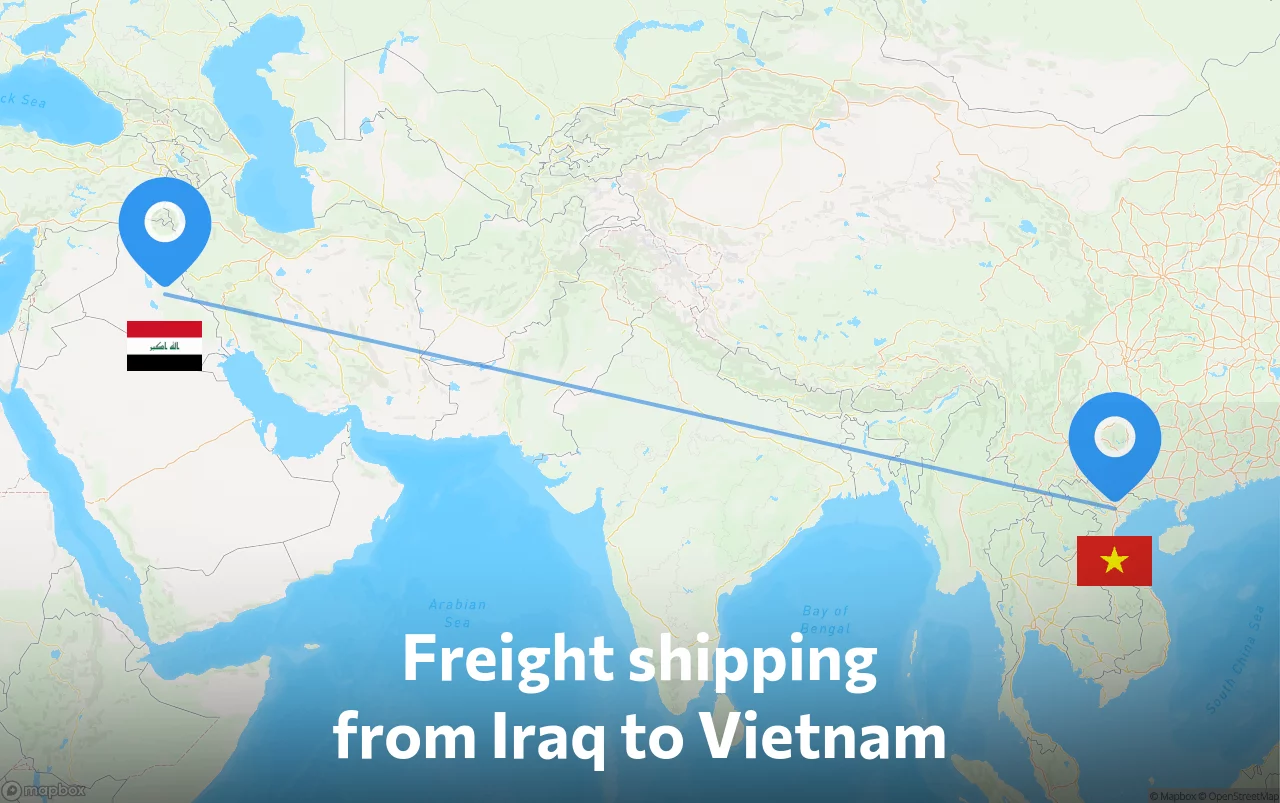 Shipping route from Iraq to Vietnam