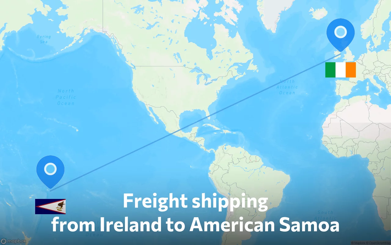 Shipping route from Ireland to American Samoa