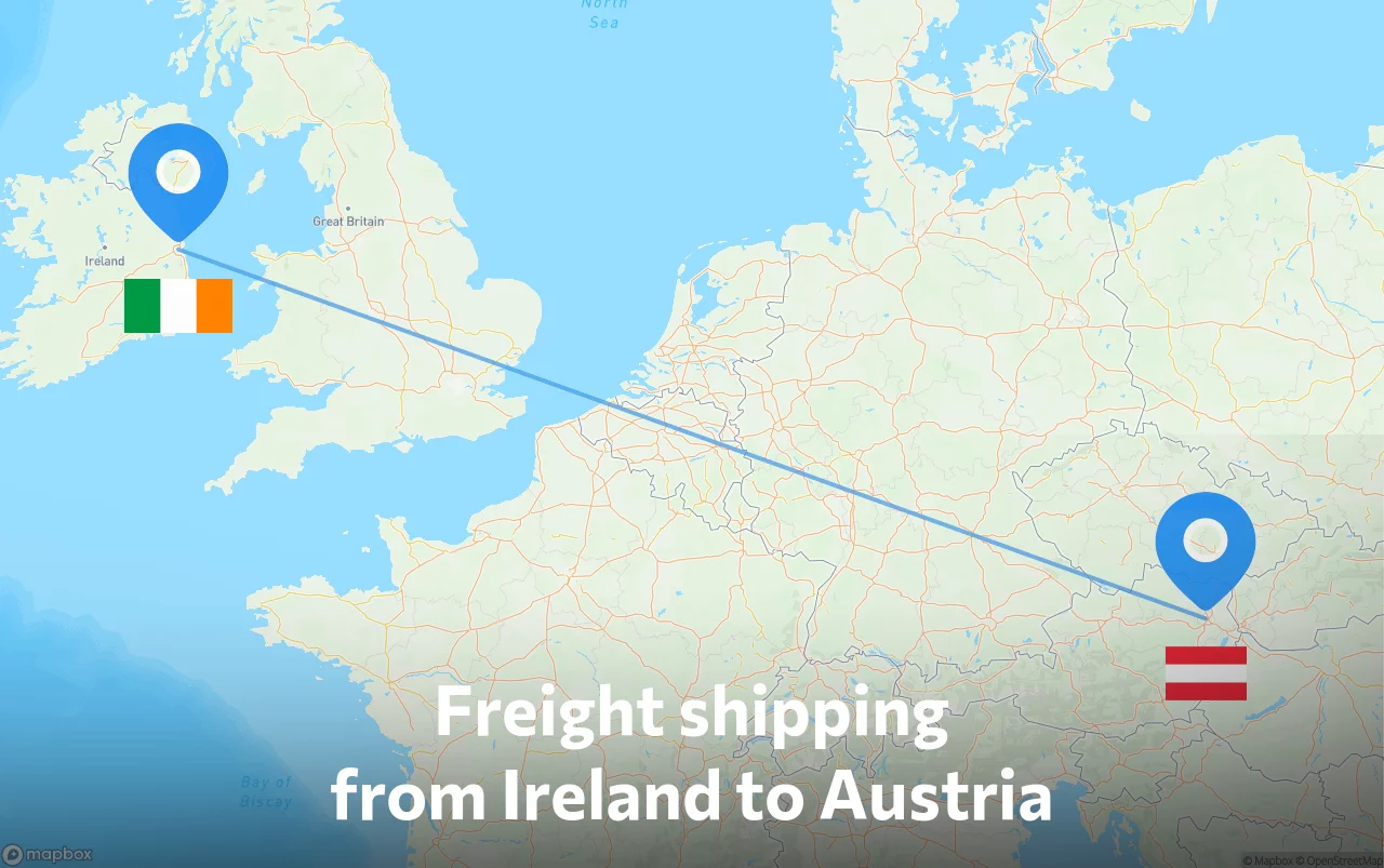 Shipping route from Ireland to Austria