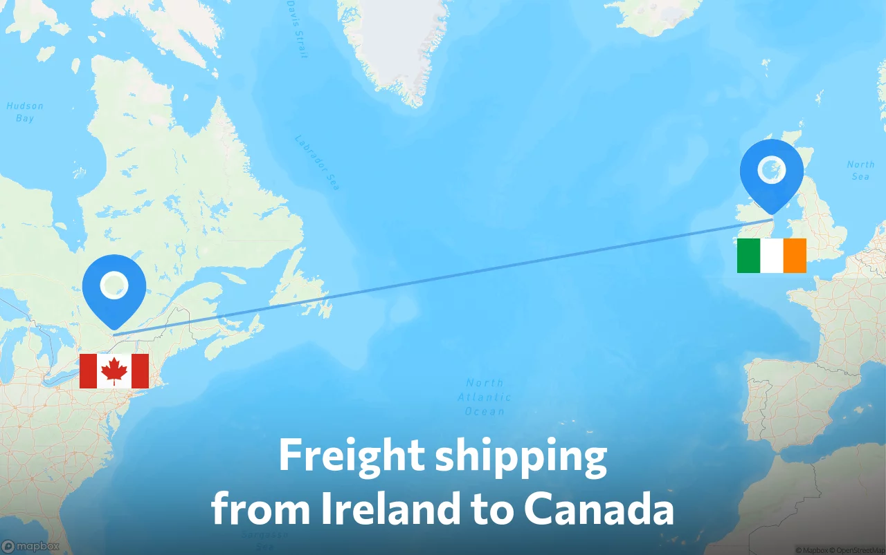 Shipping route from Ireland to Canada