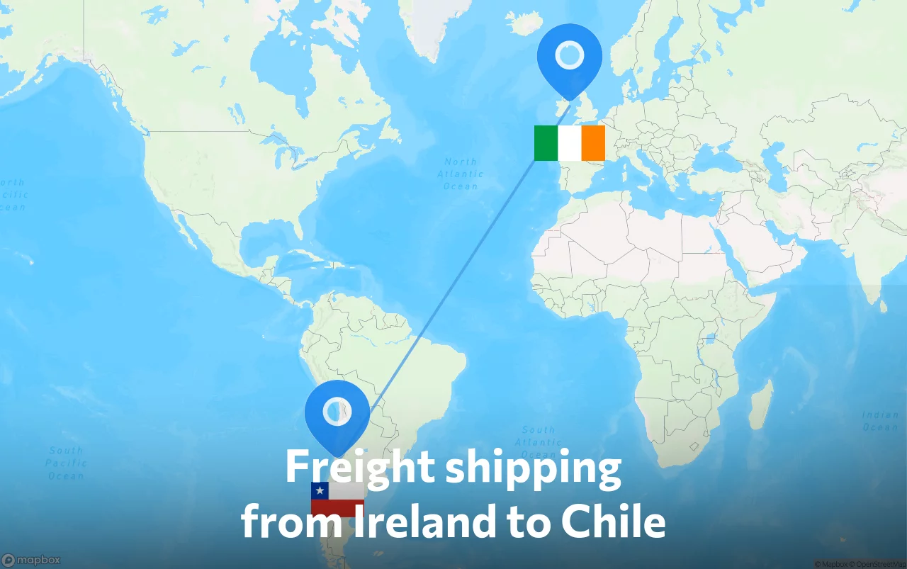 Shipping route from Ireland to Chile