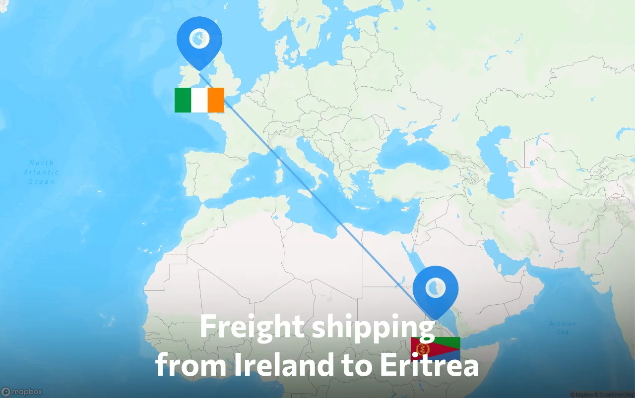Shipping route from Ireland to Eritrea