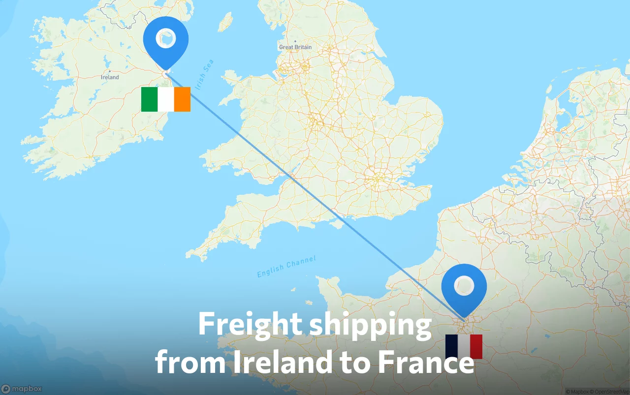 Shipping route from Ireland to France
