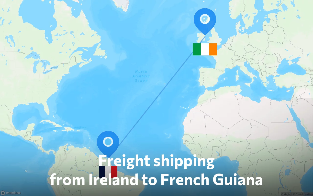 Shipping route from Ireland to French Guiana