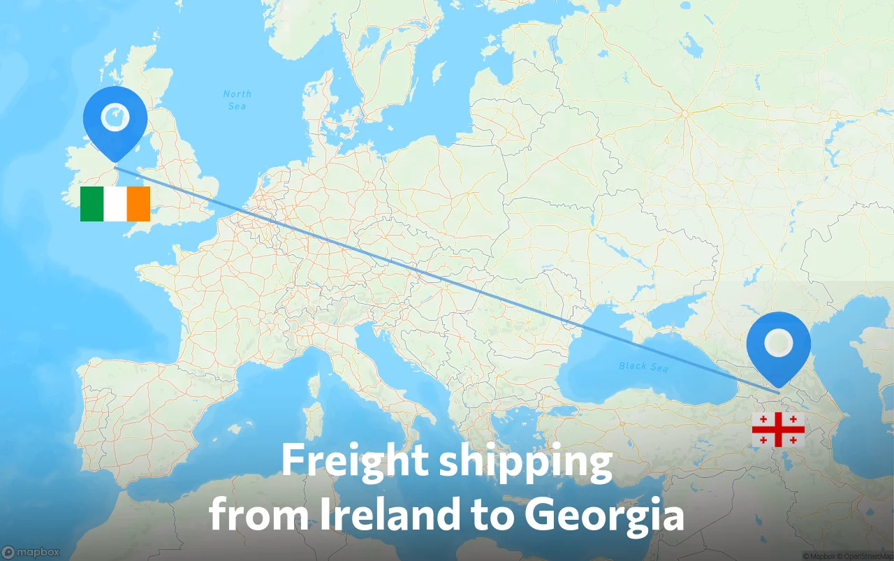 Shipping route from Ireland to Georgia