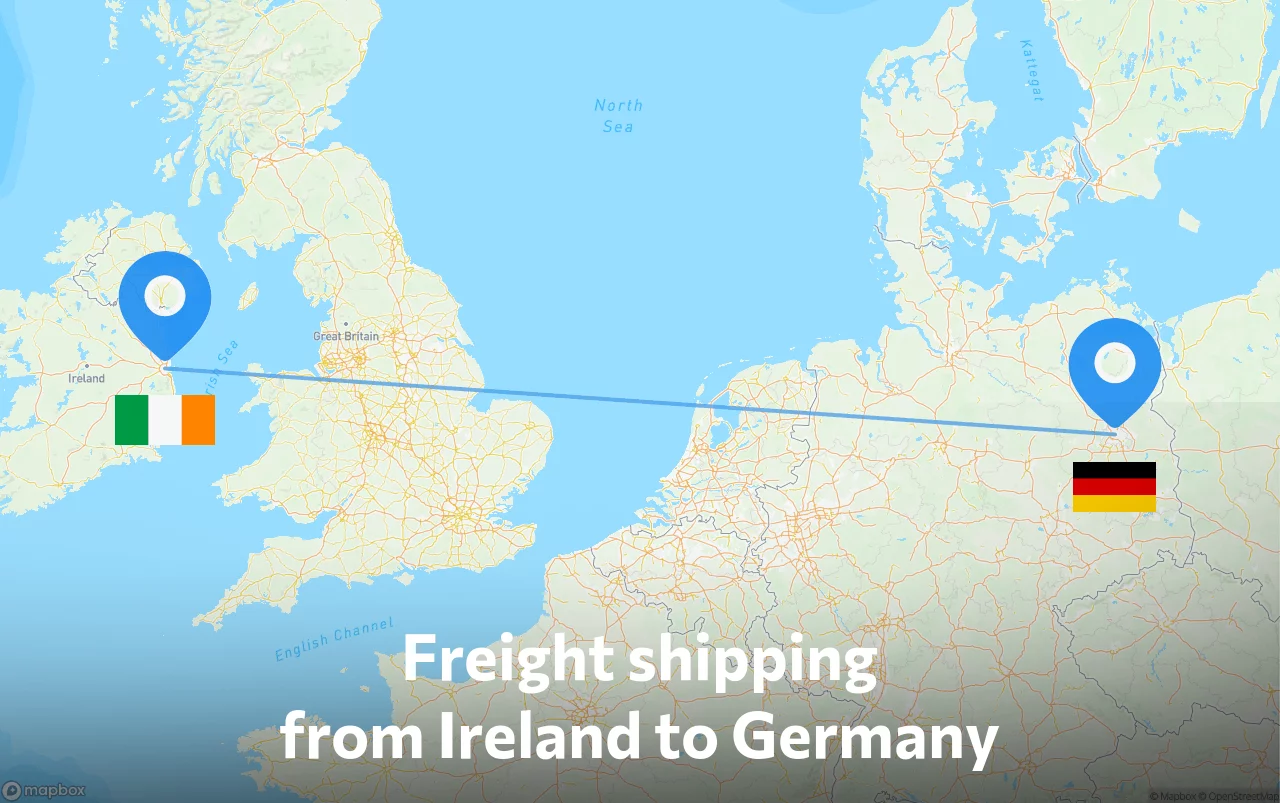 Shipping route from Ireland to Germany