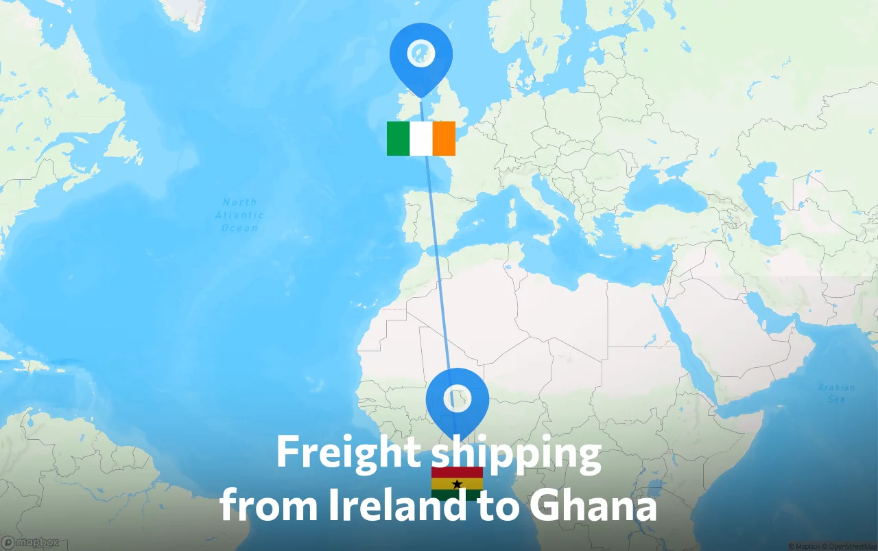 Shipping route from Ireland to Ghana
