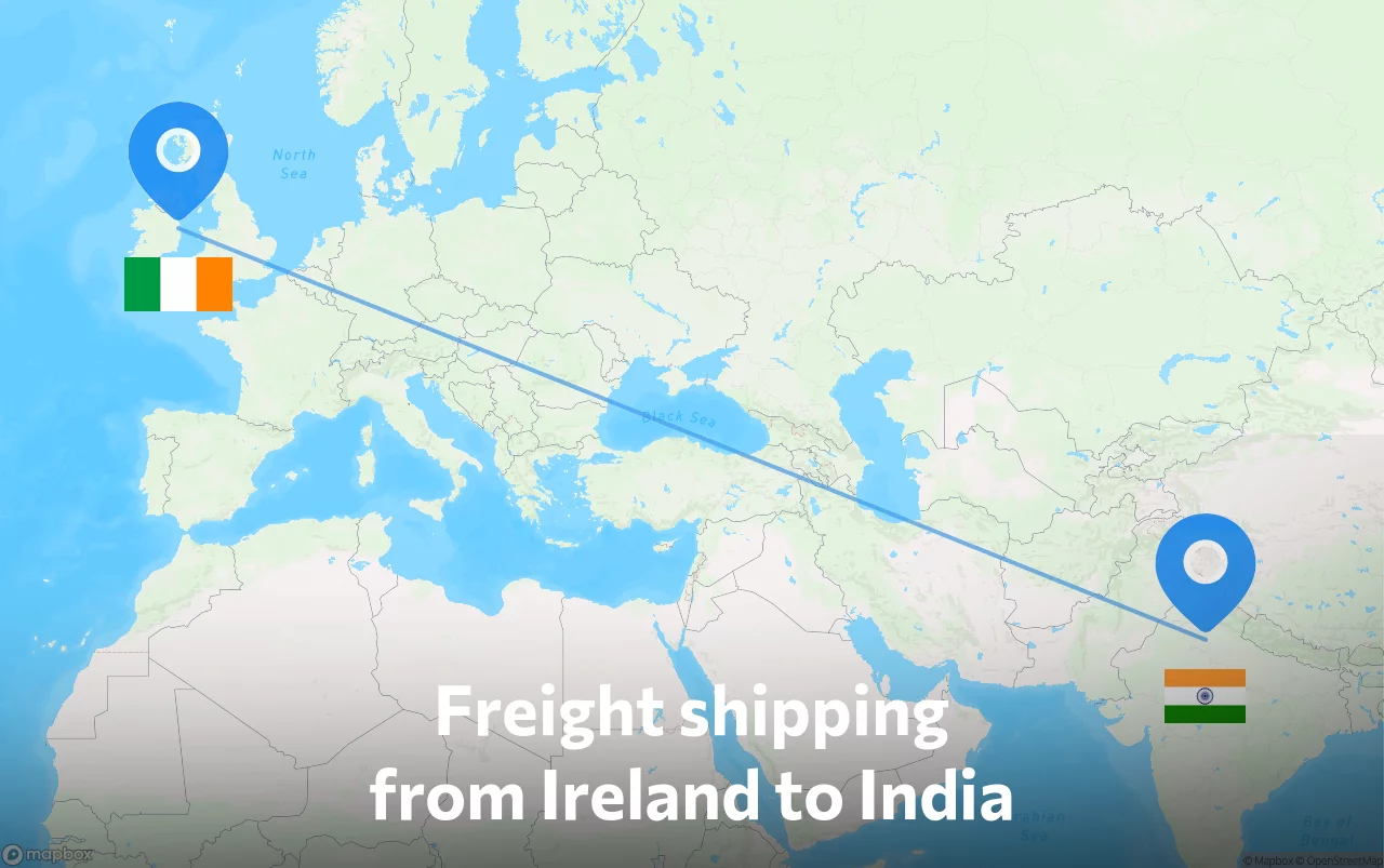 Shipping route from Ireland to India
