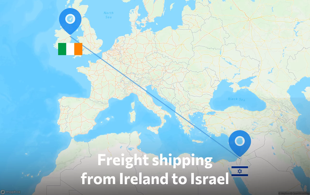 Shipping route from Ireland to Israel