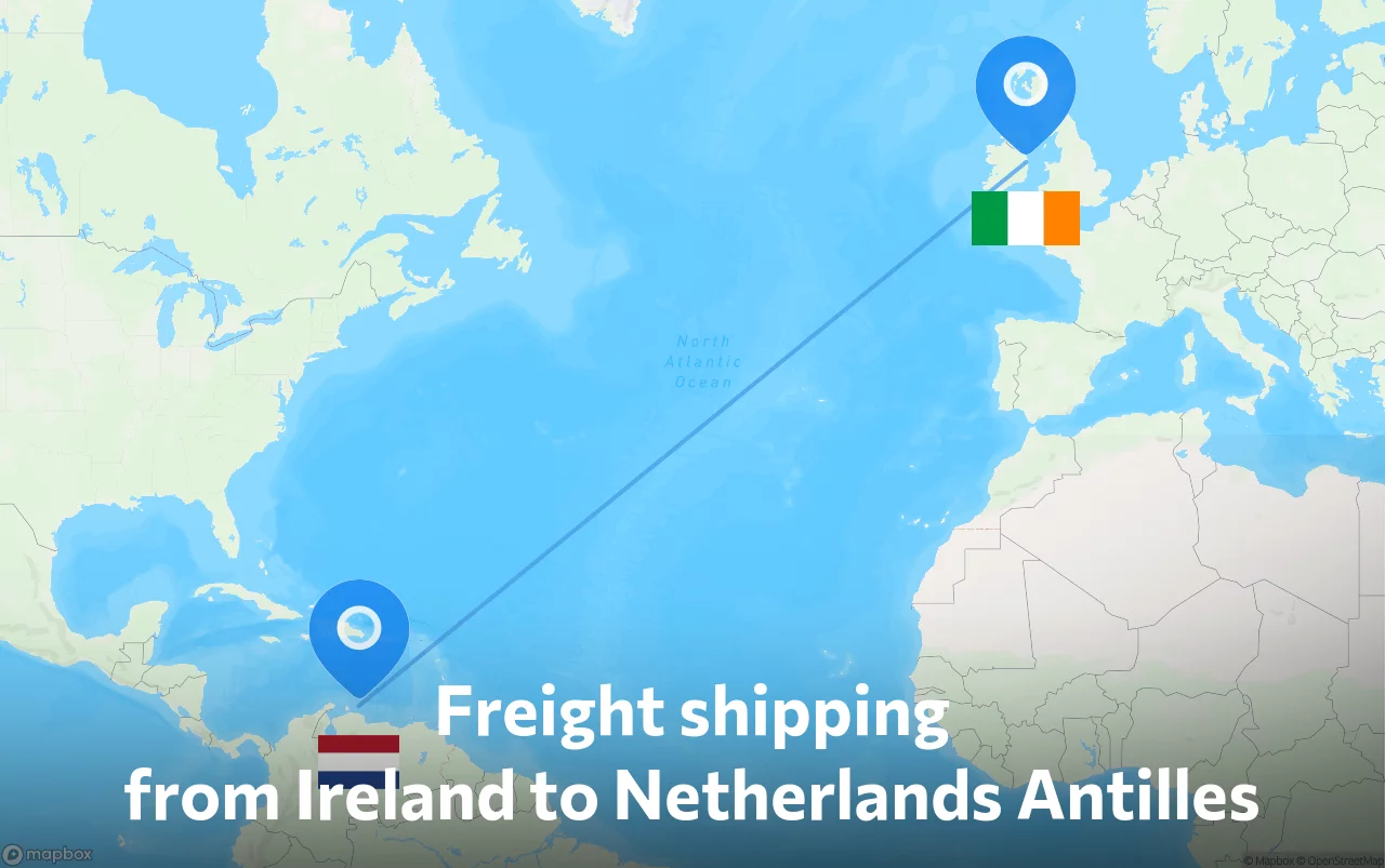 Shipping route from Ireland to Netherlands Antilles