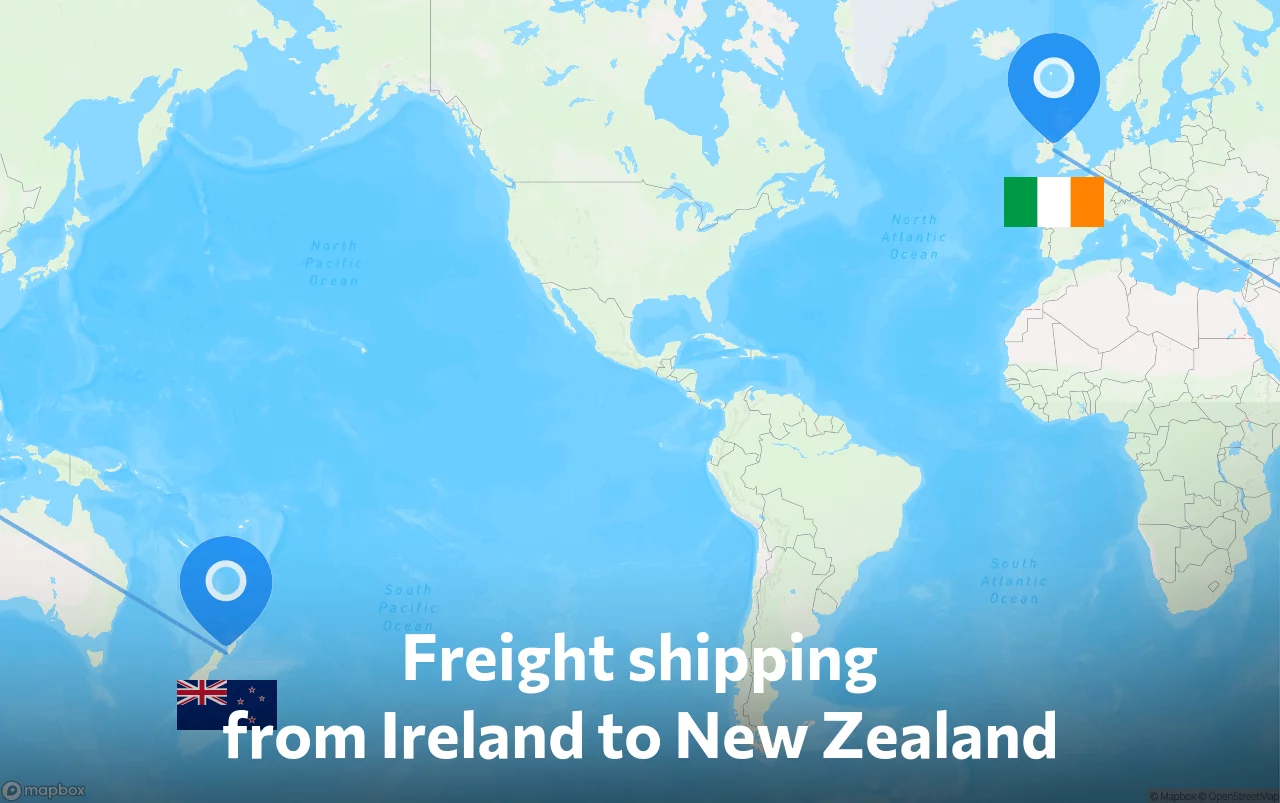 Shipping route from Ireland to New Zealand