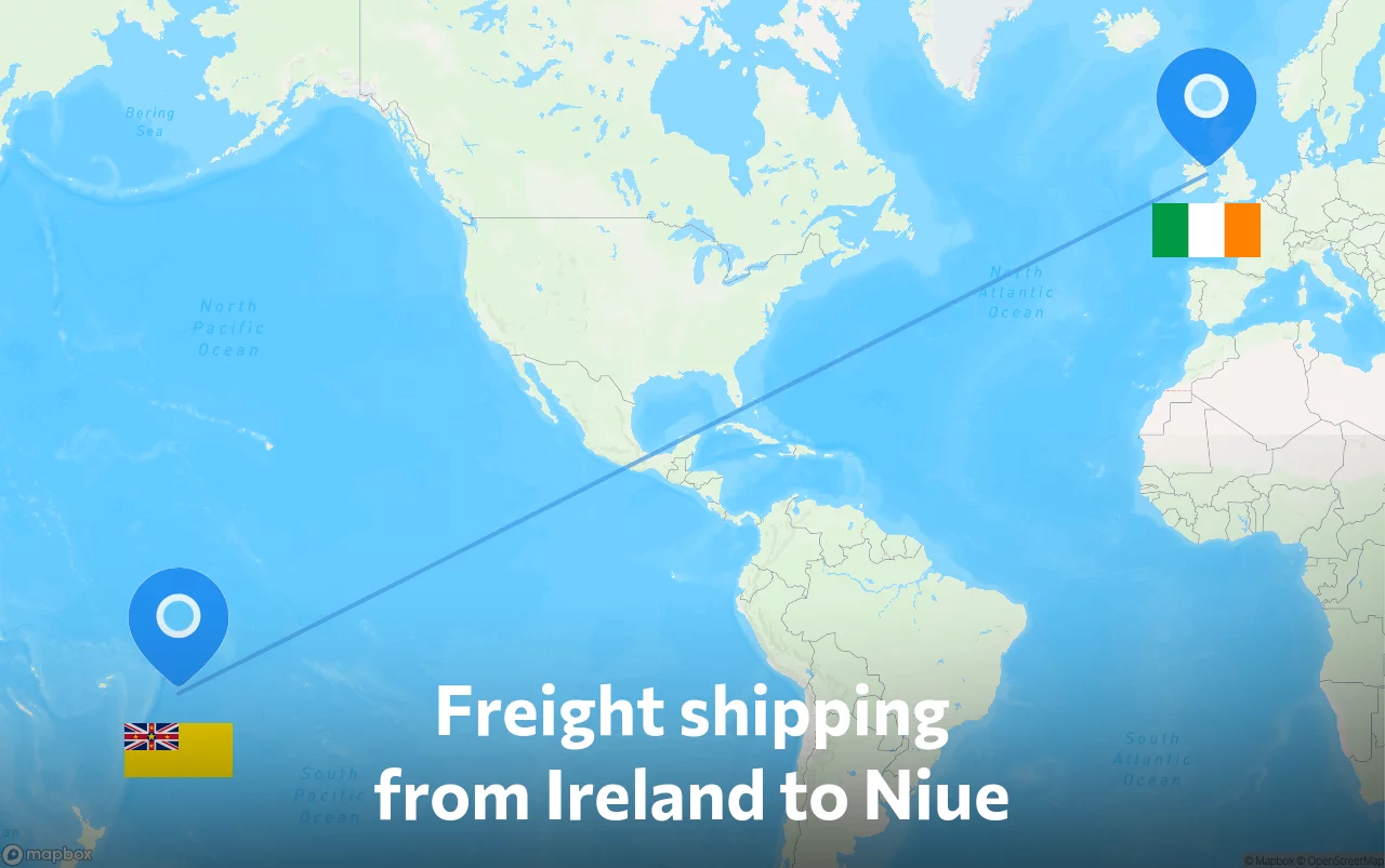 Shipping route from Ireland to Niue