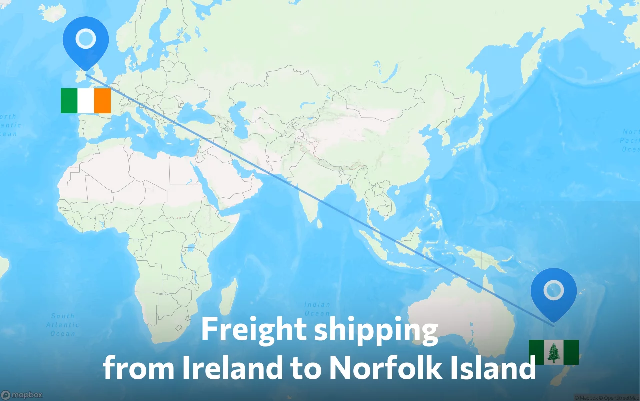 Shipping route from Ireland to Norfolk Island