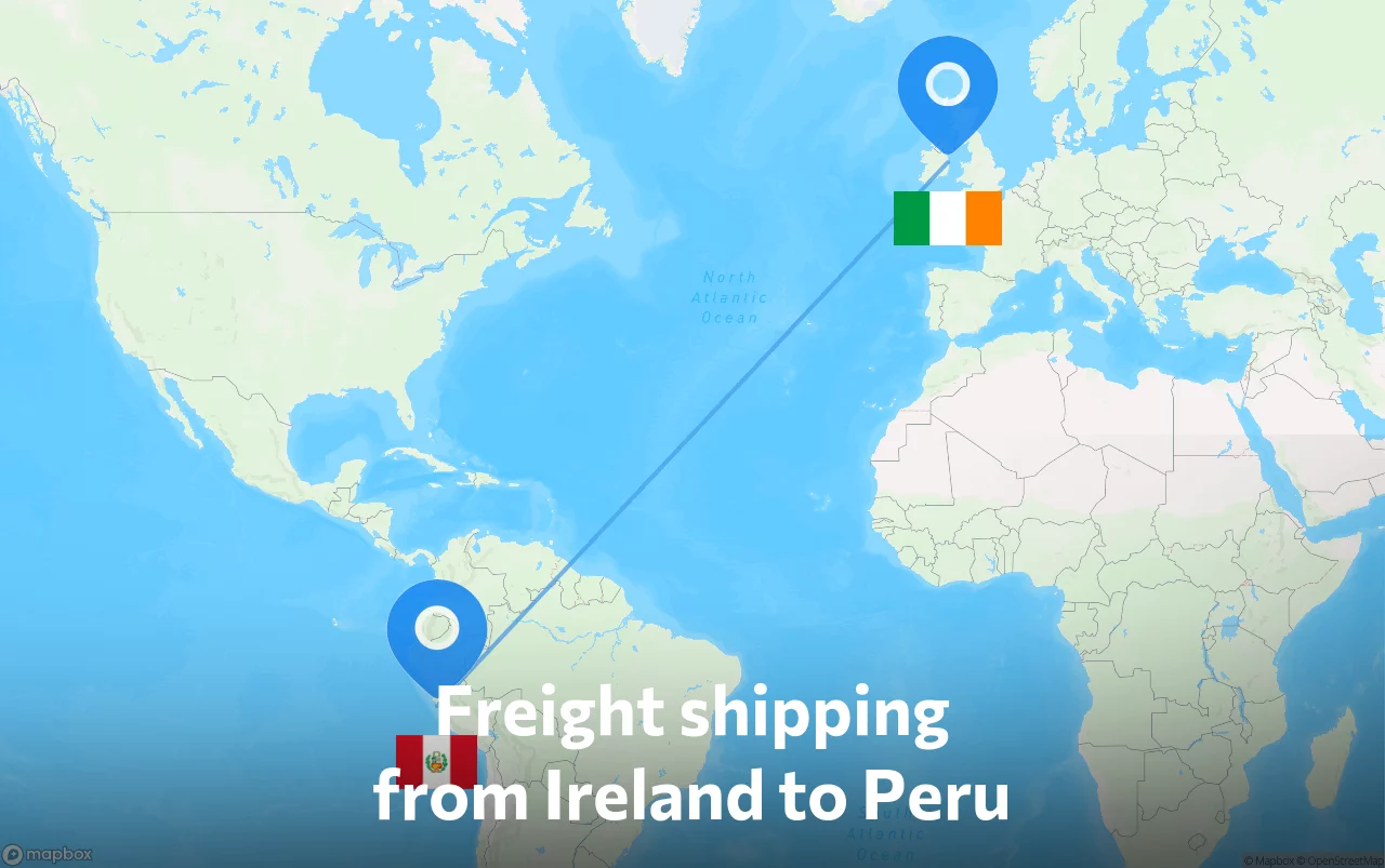 Shipping route from Ireland to Peru